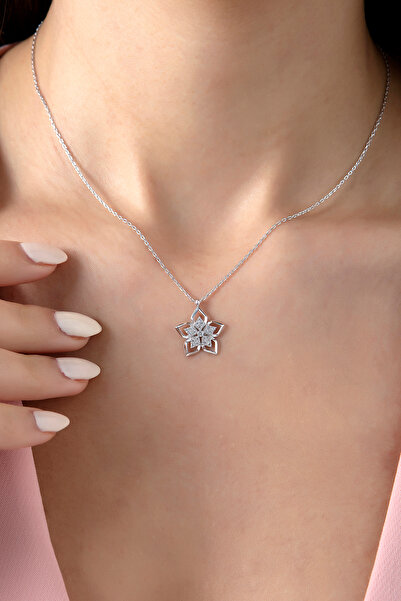 SARIASLAN Sevgiliye Özel Doğum Günü Hediyesi, Kırmızı Işıklı Kutuda Yeni Lotus Çiçeği Gümüş Kolye