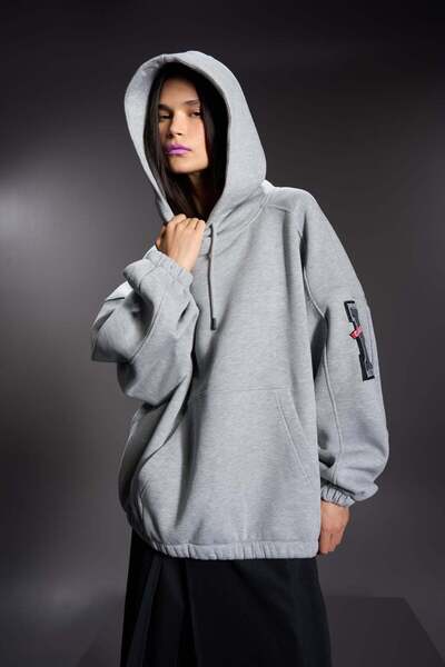 VDR Kadin Gri Melanj Sweatshirt 16054