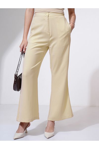 Tokyo Talkies By Styli Mid Rise Flared Pleated Trousers