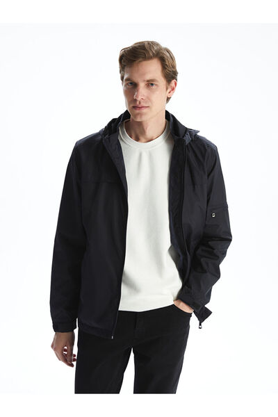 LC Waikiki Navy Blue Standard Fit Hooded Men's Coat