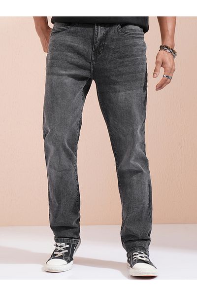 Highlander By Styli Mid-Rise Straight Fit Stretchy Faded Jeans