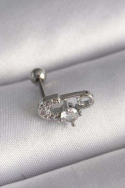 shopwave 316L Steel Silver Color Zircon Stone Bulk Needle Tragus Piercing