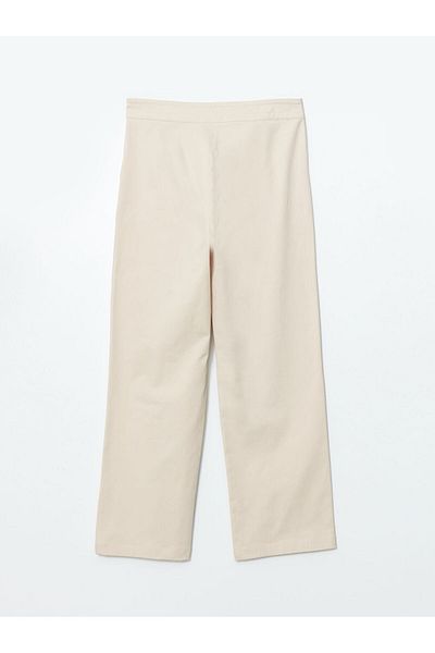 LC Waikiki Lcw Modest Ecru Loose Fit Gabardine Women's Trousers