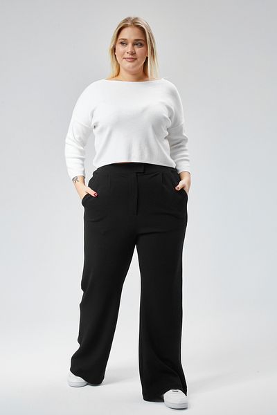 Symirna Women's Lycra Velcro Closure Oversize Black Trousers