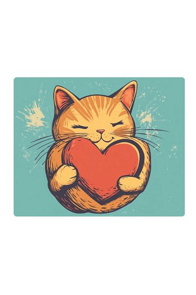 lili hediyelik Cute Cat with Heart Printed Mousepad 17.5X21.5 cm