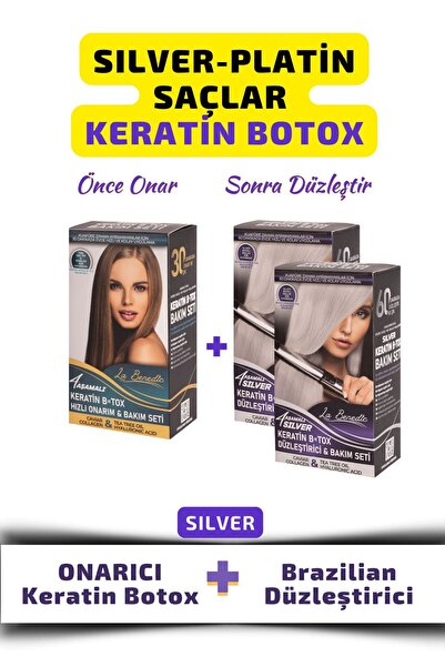 La Benedic EKONOMİK 3'LÜ SILVER KERATİN BOTOX ONARICI VE DÜZLEŞTİRİCİ FULL SE...