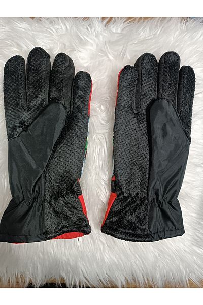 Blotch Hulk Waterproof Red Color Lined Children's Ski and Snow Gloves 5-9 Years Old