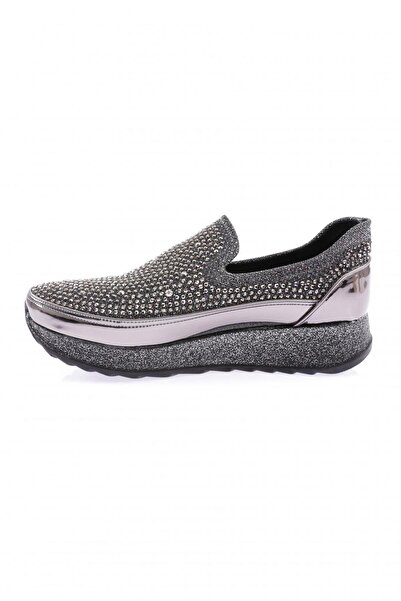 DGN Akt-05-23y Women's Sneakers - Thick Sole, Crystal Stone, Platinum Color
