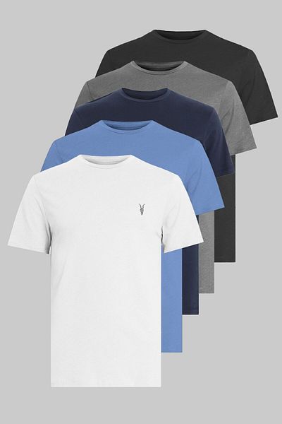 Kozik Ανδρικό T-Shirt Multi-Standard Cut Crew Neck 100% βαμβακερό πακέτο T-Shirt 5 τεμαχίων