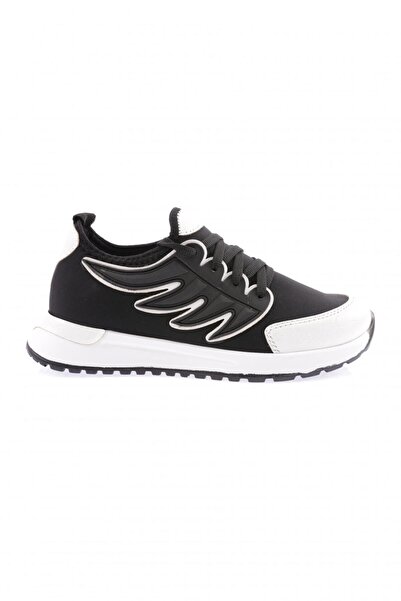 DGN 1213-23Y Women's Thick Sole Lace-Up Sneakres Shoes Black White
