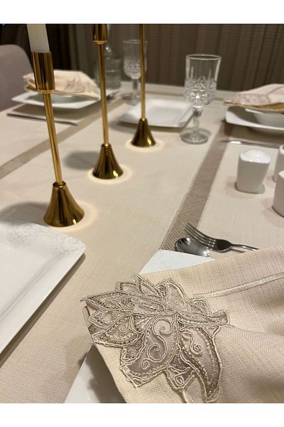 Zeren Home Γαλλική δαντέλα και Pico Wrap Λεπτομερής χαρτοπετσέτα παρουσίασης σερβιρίσματος 6 τεμαχίων
