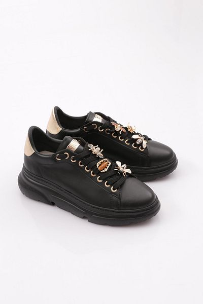 DGN Women's Thick Sole Bee Buckle Sneakers Shoes Black Black 15299633118