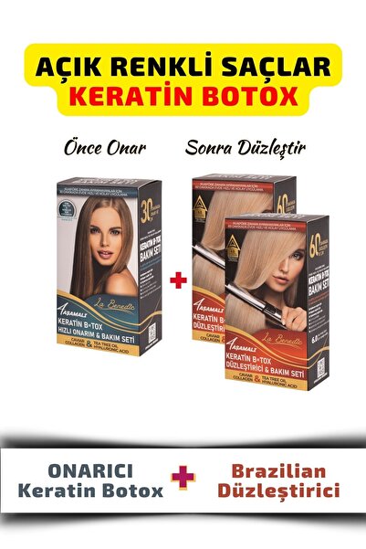 La Benedic EKONOMİK 3'LÜ KERATİN BOTOX ONARICI VE DÜZLEŞTİRİCİ FULL SET (AÇIK...