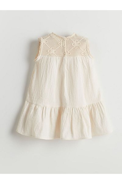 LC Waikiki Crew Neck Girl's Muslin Dress