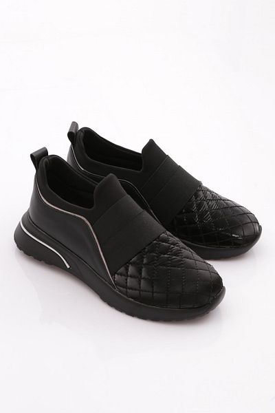 DGN Pantofi de damă cu model pătrat, cu partea superioară elastică, negru, negru 31535105