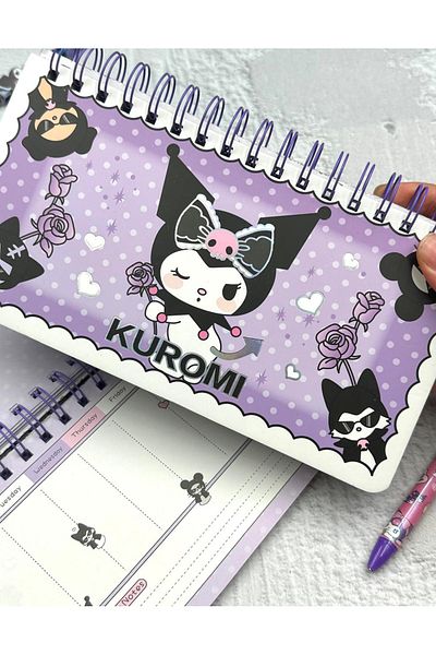 ZeCo Collection Weekly Planner Spiral Notebook Purple with Kuromi