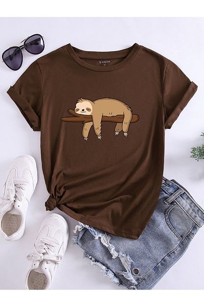 uyguntarz Unisex-T-Shirt mit Aufdruck „Affe schläft im Zweig“ in Übergröße