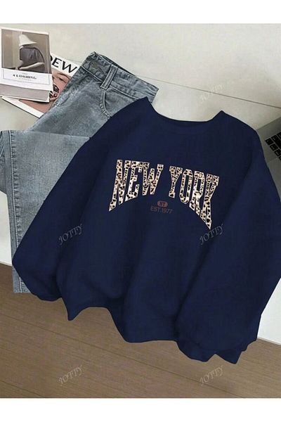 SEDA IŞIKLAR Φούτερ με στάμπα New York Leopard Oversize