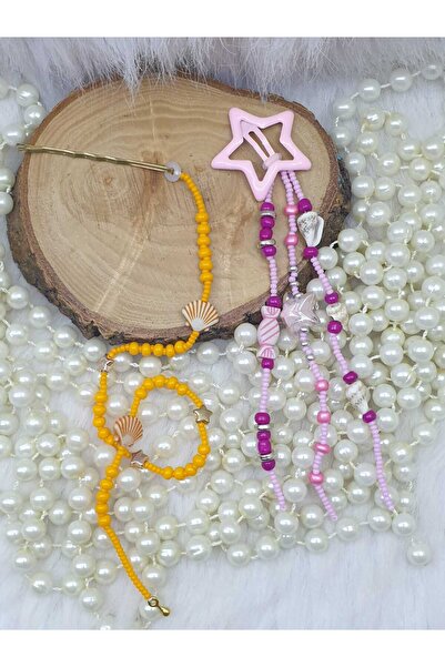 HAPPY HANDMADE مجموعة من 2 خرز شعر - مشبك شعر - هدية للأطفال - هدية بتصميم خاص