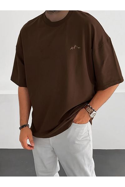 uyguntarz Unisex-T-Shirt in Übergröße mit Bergdruck