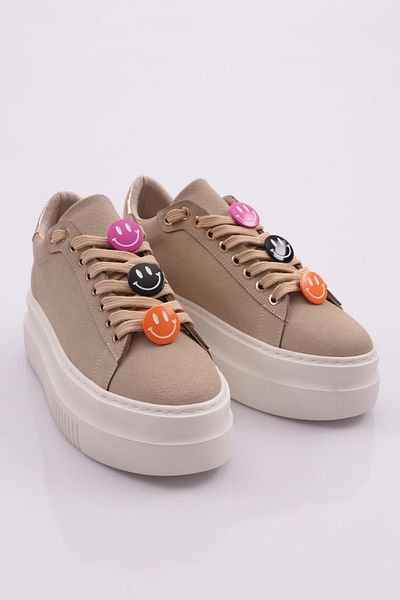 DGN 1019 Tenis de damă, piele de căprioară bej