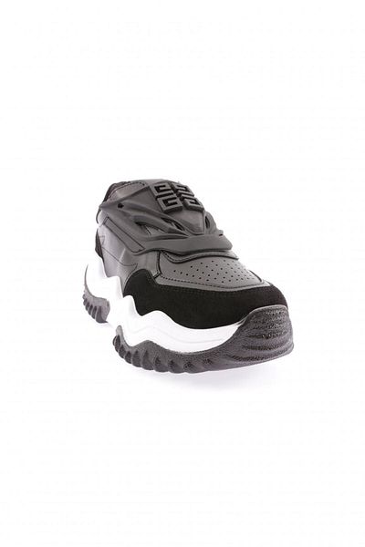 DGN Women's Thick Sole Laser Detailed Sneakers Shoes Black 36462831