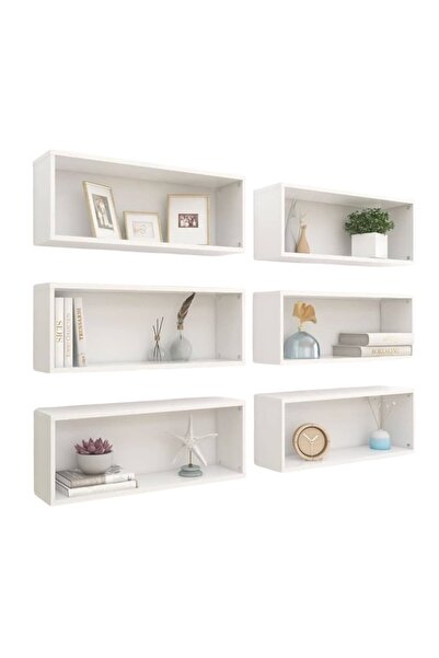 KURLUMOBİLYA Kitaplık duvara monte 6 lı