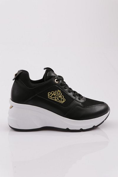 DGN Women's Black Sneakers - Thick Sole and Lace-Up 732693138