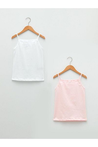 LC Waikiki Τετράγωνο γιακά Basic Strap Βαμβακερό εσώρουχο για κορίτσι 2 τεμαχίων