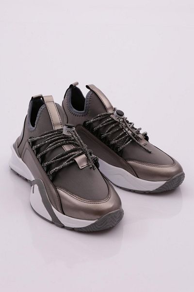 DGN 050-14 Women's Stone Embroidered Lace-Up Sneakers