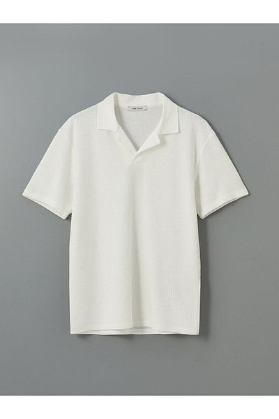LC Waikiki Lcw Vision Men's Ecru Polo Collar Short Sleeve T-Shirt