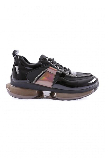 DGN 954-23Y Women's Thick Sole Silver Rope Stone Sneakers Shoes Black