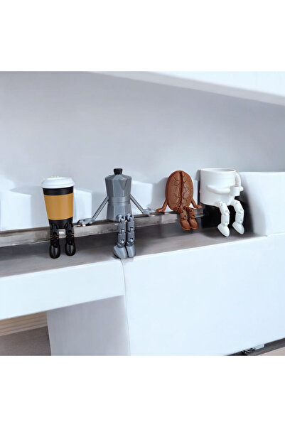 Maflen Kahve Çekirdeği Moka Pot Kahve Fincanı Bardağı 4'lü Dekoratif Aksesuar Seti