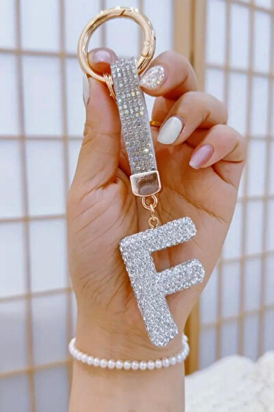 Jaida Moda Letter F Zircon Stone Keychain and Bag Charm