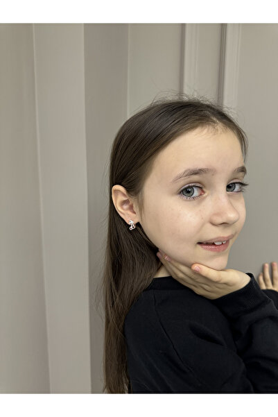 LITTLELUXE Taşlı Kiraz 925 Ayar Gümüş Çocuk Küpe, Kız Çocuk Küpesi, Çocuk Gümüş Küpe, Çocuk Küpe Modelleri
