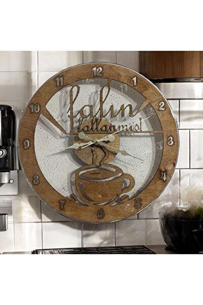 Pelince ساعة حائط خشبية - قهوة تركية، فالين شفاف - مطلية راتنجات الايبوكسي - ...