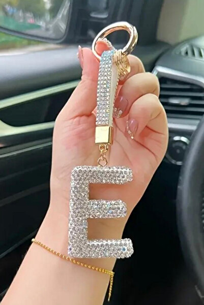Jaida Moda Letter E Zircon Stone Keychain and Bag Charm