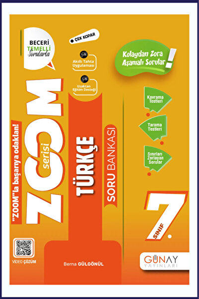 Günay Yayınları GÜNAY YAYINLARI 7.SINIF ZOOM SERİSİ TÜRKÇE SORU BANKASI