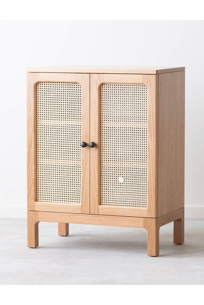 one design Oyuncak Dolabı Hasır Kapaklı Ahşap Oyuncak Dolabı Ahşap Dolap
