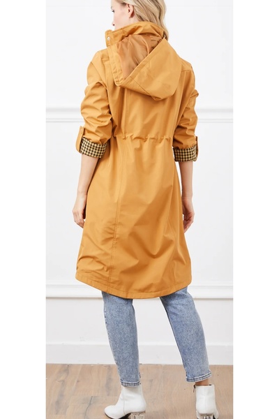 Allyz Mustard Hooded Trench Coat
