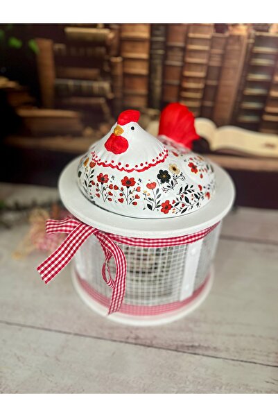 Bypinaryuksel Beyaz Çiçekli Telli,Tavuklu Yumurta Sepeti ,Telli Sepet Çok Ama...