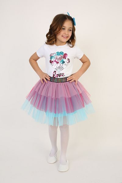 Dıgıl Kids Colorful Katkat Tutu Skirt Balloon Tshirt April 23 October 29 Show Outfit