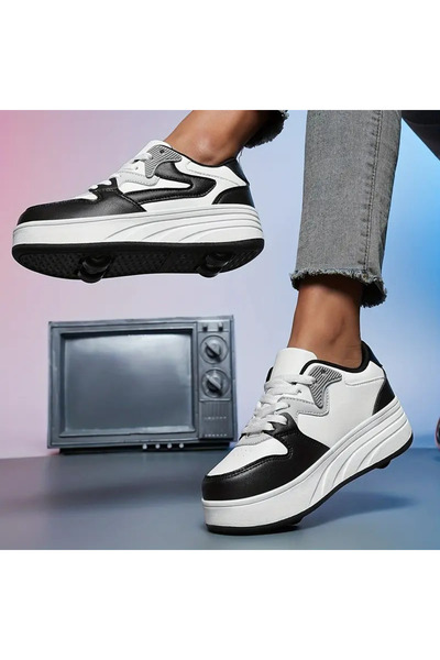 Dnz Erkek ve Kız Gençler için Trend Paten Ayakkabı Çıkarılabilir Tekerleklerle Sneaker