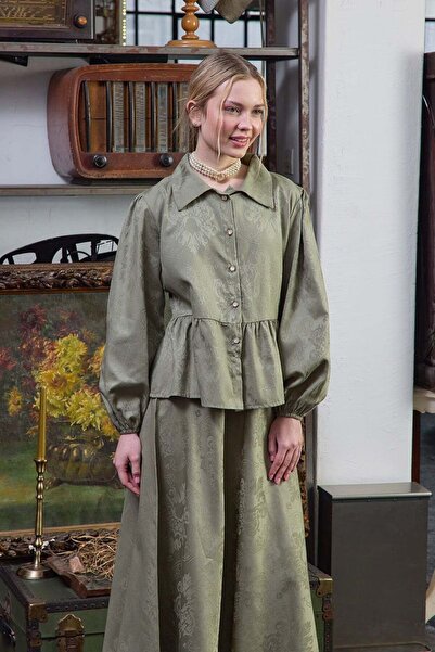 Ceylan Otantik Σετ φούστα πουκάμισο Çağla Green Jacquard