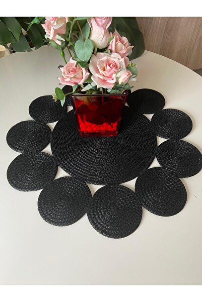 Nev Design مفرش طاولة من الجوت والخوص والعداء والبوليستر مقاس 50x50