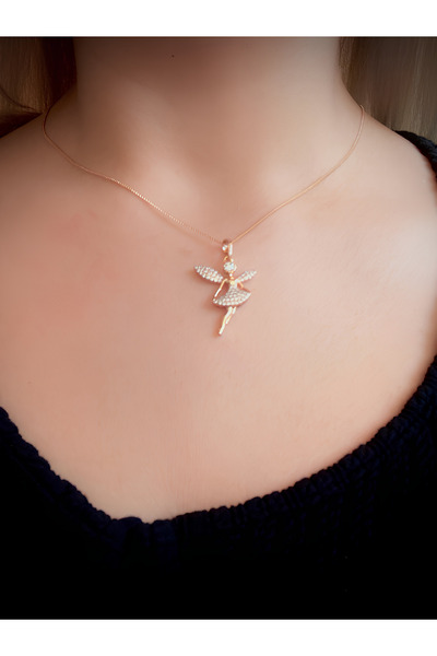 GM TAKI قلادة راقصة الباليه الفولاذية سلسلة رفيعة مع حجر