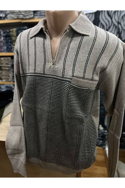 TCR Men's Knitwear Half Zipper Pocket Patterned Sweater