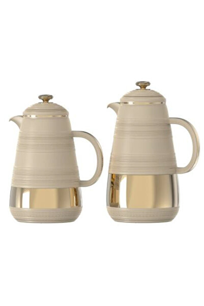 AVCI HOME MAKER طقم قارورة مكون من قطعتين سعة 1.0 لتر + 0.7 لتر - بني فاتح