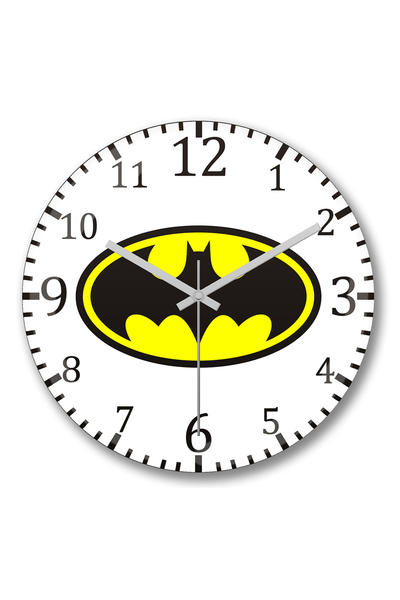 BASKI DÜNYASI Ρολόι τοίχου Batman Logo1 με κυρτό γυαλί από αυθεντικό γυαλί