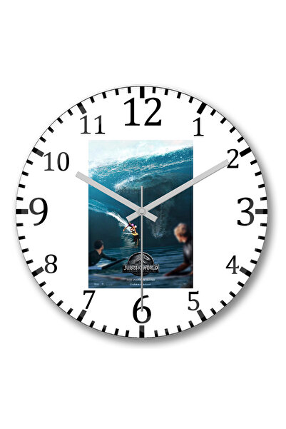 BASKI DÜNYASI ساعة حائط جوراسيك بارك من الزجاج الحقيقي المنحني